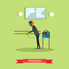 Factory welder vector illustration in flat style