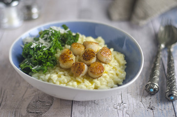 Scallops and Parmesan risotto
