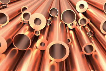 Naklejka premium Many different copper pipes background