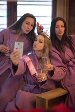 girls doing Selfy on  bachelorette party