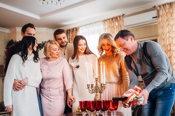 Happy family celebrating