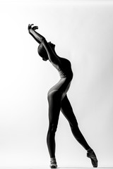 Young beautiful ballerina posing in studio