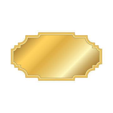 Gold frame. Beautiful simple golden design. Vintage style decorative border, isolated on white background. Deco elegant object. Empty copy space for decoration, photo, banner Vector illustration