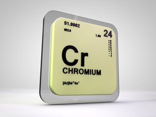 Chromium - Cr - chemical element periodic table 3d render
