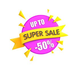 Super sale banner - big clearance. 3d illustration