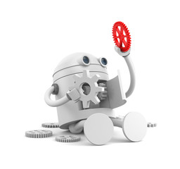 Broken robot with details of its mechanism. For your website projects. 3d illustration