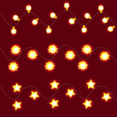 Background with yellow christmas lights. Illustration.