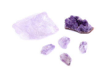 Macro Mineral Stone Amethyst on a white background