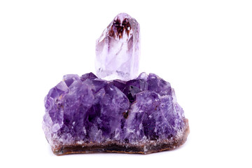 Macro Mineral Stone Amethyst on a white background