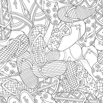 Seamless pattern with summer doodles elements.