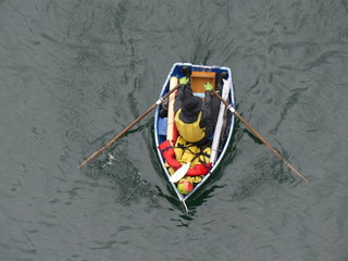 High angle background man rowing