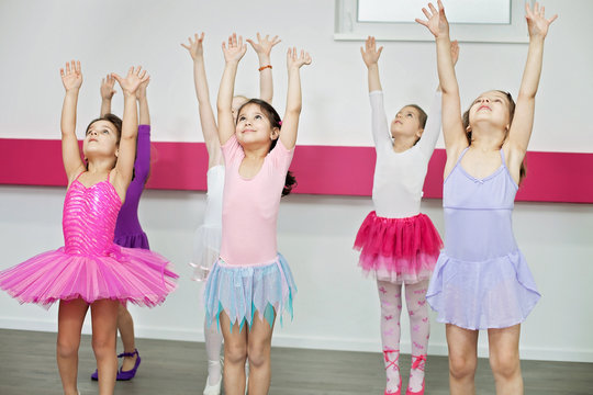 Little girls in a dance class