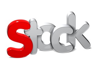 3D Word Stock over white background.