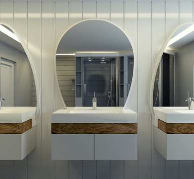 Modern interior design of bathroom
