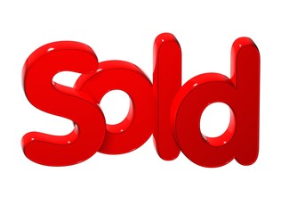 3D Word Sold over white background.
