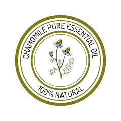 chamomile, essential oil label, aromatic plant