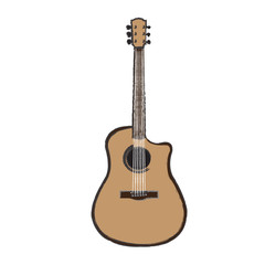 Obraz premium Isolated wooden guitar on a white background, Vector illustration