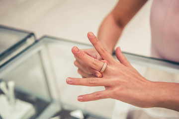 Woman buying a ring