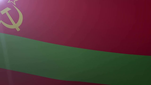 Flag of Transnistria waving on flagpole in the wind, national symbol of freedom