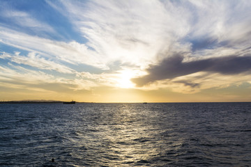 Sunset viewed from the ocean