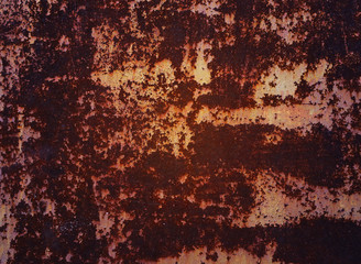 Texture of rusty iron, red-brown grunge background.