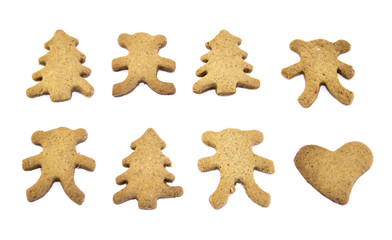 Figured gingerbread cookies isolated