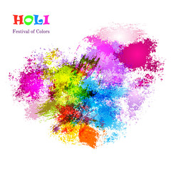Holi celebration card with colorful watercolor splash 