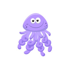 Adorable jelyfish illustration. Cute cartoon animal isolated on white background.