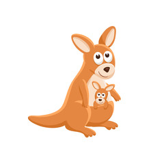 Adorable kangaroo illustration. Cute cartoon animal isolated on white background.