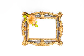 Golden, elegant, vintage frame, baroque, rococo.Clipping paths included.