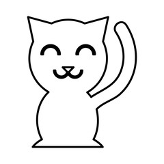 chinese cat lucky icon vector illustration design