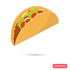 Taco color flat icon for web and mobile design