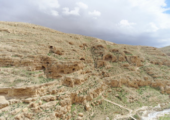 View of the stony canyon in the Judean Desert near Bethlehem. Israel.