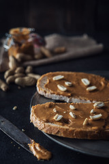 Obraz na płótnie Canvas Peanut butter sandwiches food background