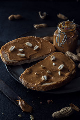 Obraz na płótnie Canvas Peanut butter sandwiches food background