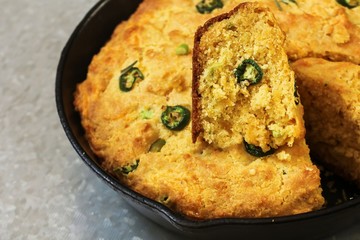 Cast iron Skillet Jalapeno corn bread