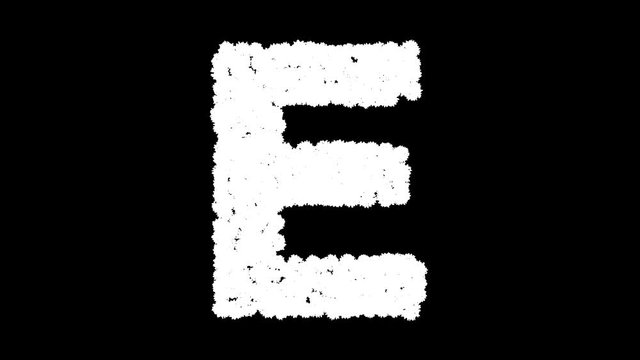 Letter E made of cornflowers with alpha channel