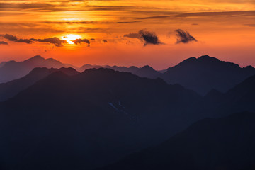 Sunset over the Fagaras Mountains, Southern Carpathians