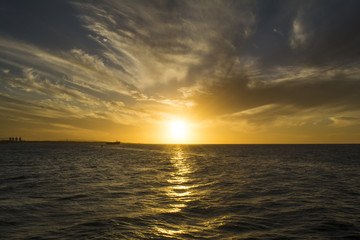 Amazing sunset viewed from the sea