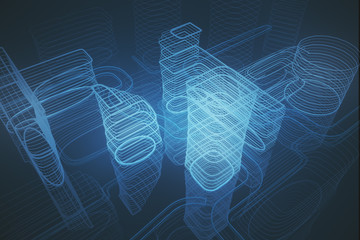 Digital blue city top