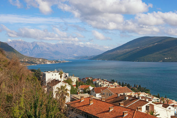 Naklejka na ściany i meble View of Herceg Novi town and Bay of Kotor. Montenegro