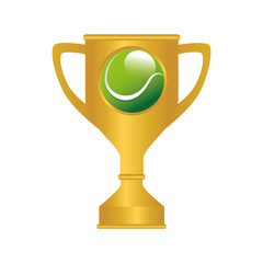 trophy with tennis ball icon over white background. colorful design. vector illustration