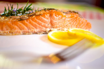 Grilled salmon and vegetables 