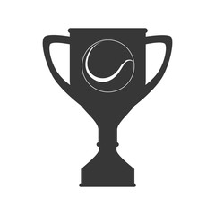 trophy with tennis ball icon over white background. vector illustration