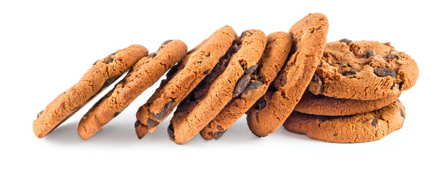 stack of сhocolate chip cookies isolated on white background