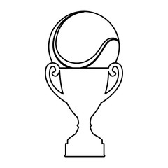 trophy with tennis ball icon over white background. vector illustration