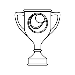 trophy with tennis ball icon over white background. vector illustration