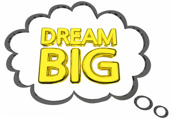 Dream Big Plans Ideas Words Thought Clud 3d Illustration