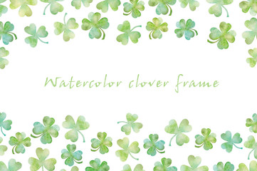 Watercolor green clover frame