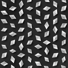 Scattered Geometric Shaded Shapes. Abstract Seamless Monochrome Pattern.